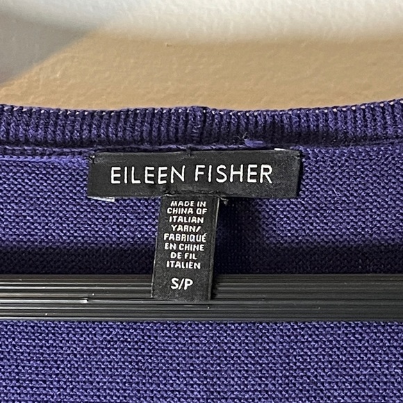 Eileen Fisher Organic Cotton Purple Loose Fit V-Neck Long Sleeve Tunic Top Sz SP - Picture 5 of 10